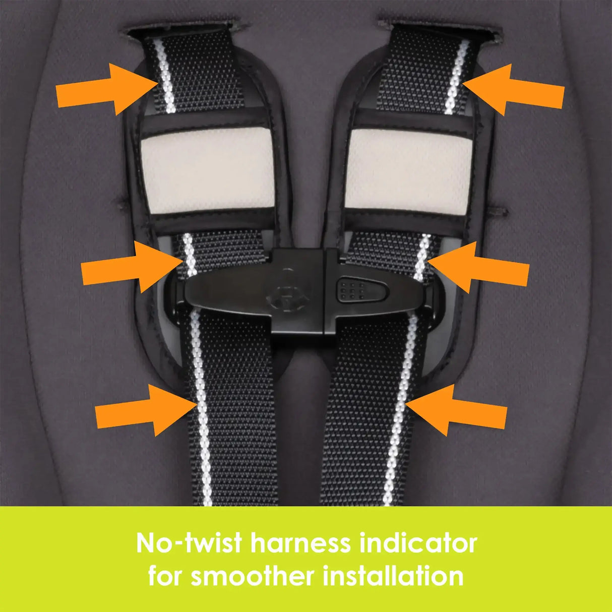 Baby Trend Trooper SLIM 3-in-1 Convertible Car Seat no-twist harness indicator