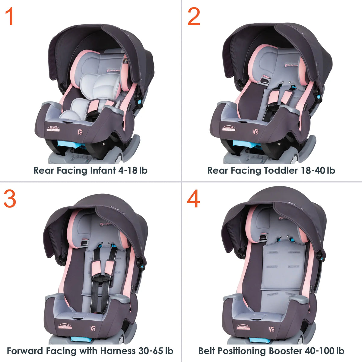 Baby Trend Cover Me 4-in-1 Convertible Car Seat seating position