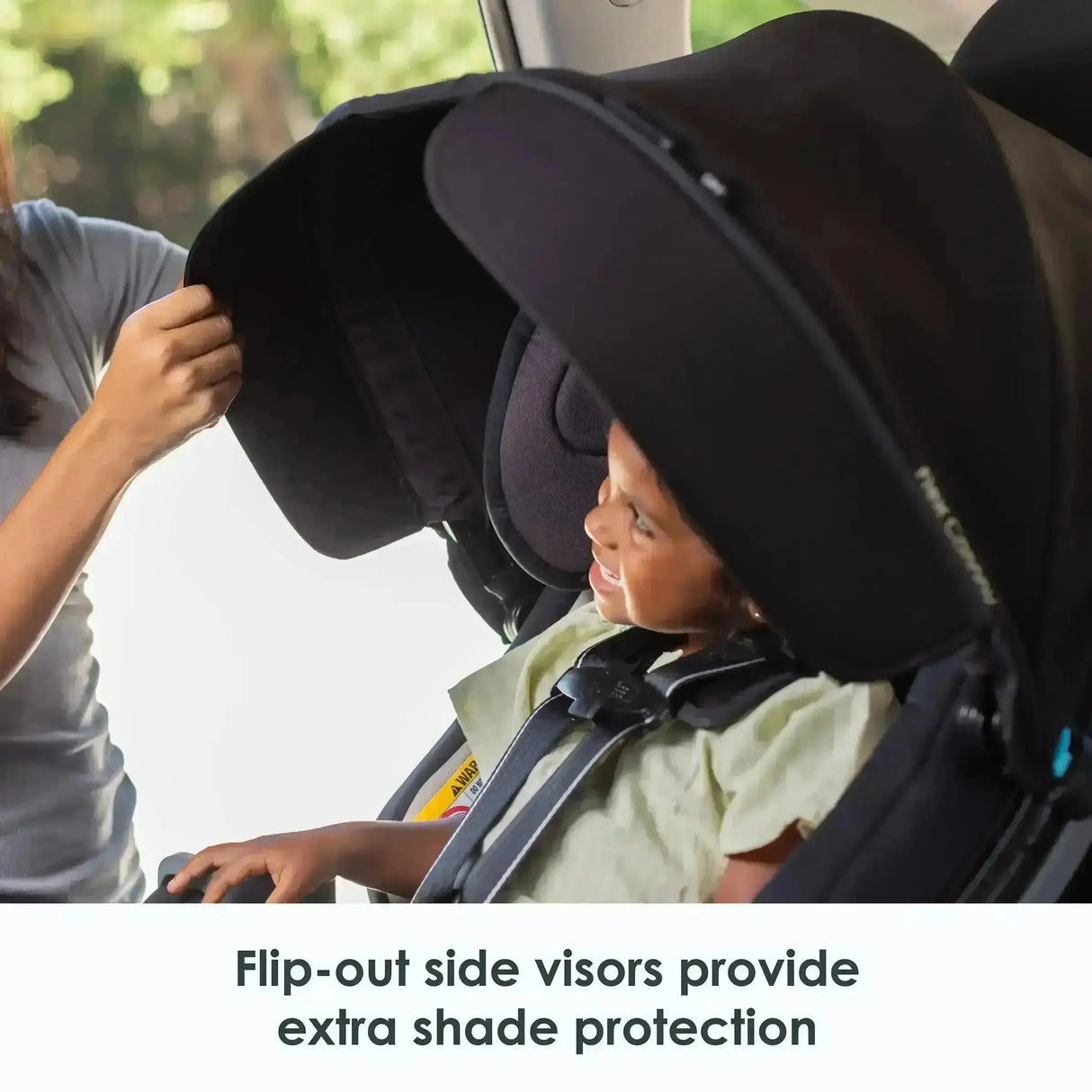 Flip out side visors on the Baby Trend Cover Me 4-in-1 Convertible Car Seat