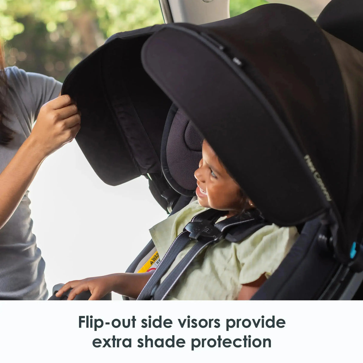 Flip out side visors on the Baby Trend Cover Me 4-in-1 Convertible Car Seat