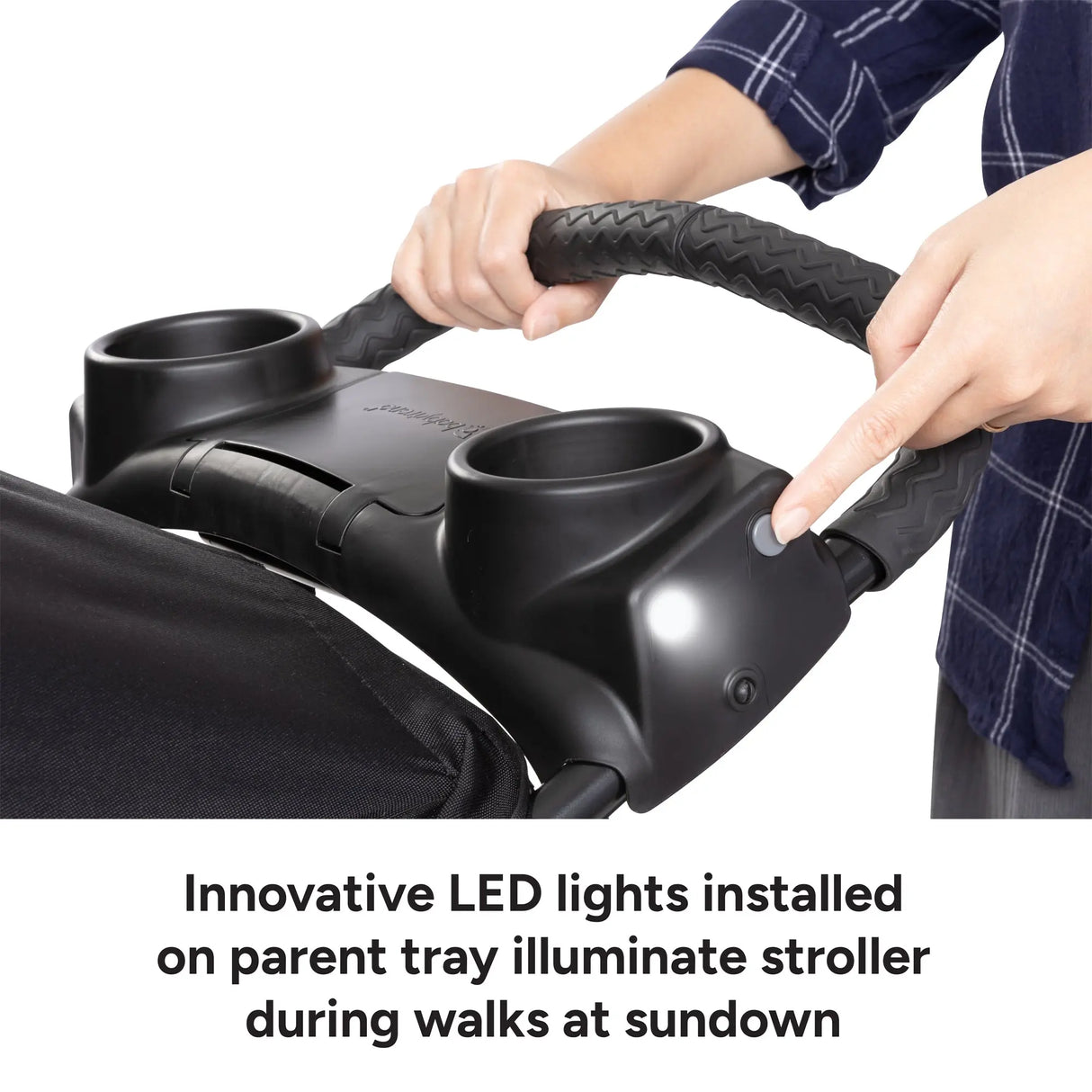 Baby Trend Expedition Zero Flat Jogger innovative LED lights installed on parent tray