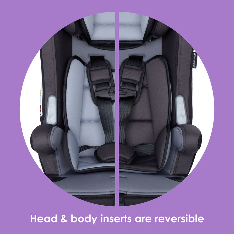 Head and body inserts are reversible on the Baby Trend Hybrid SI 3-in-1 Combination Booster Car Seat