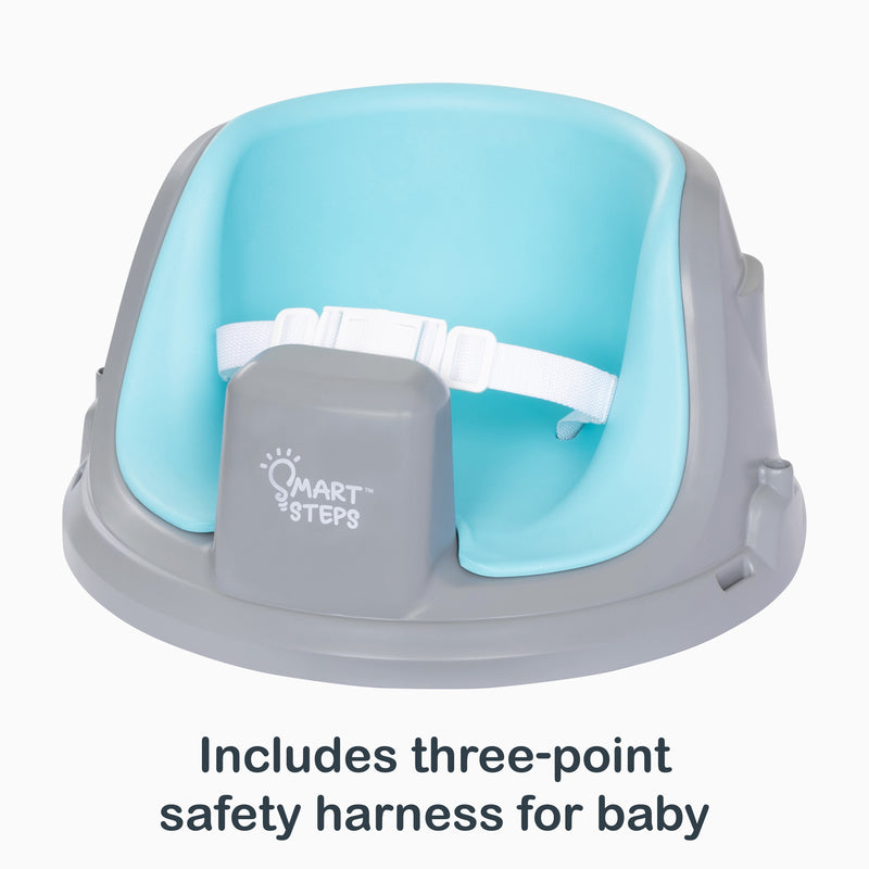 Includes three-point safety harness on the Smart Steps by Baby Trend Explore N’ Play 5-in-1 Activity to Booster Seat