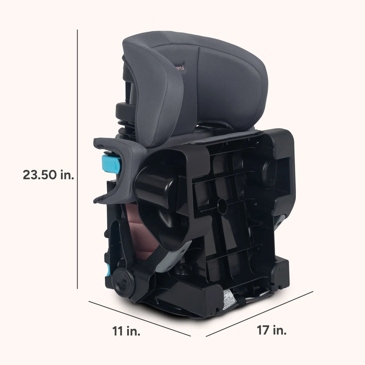 The dimensions of the Baby Trend Tova SLIM 2-in-1 Booster Seat folded