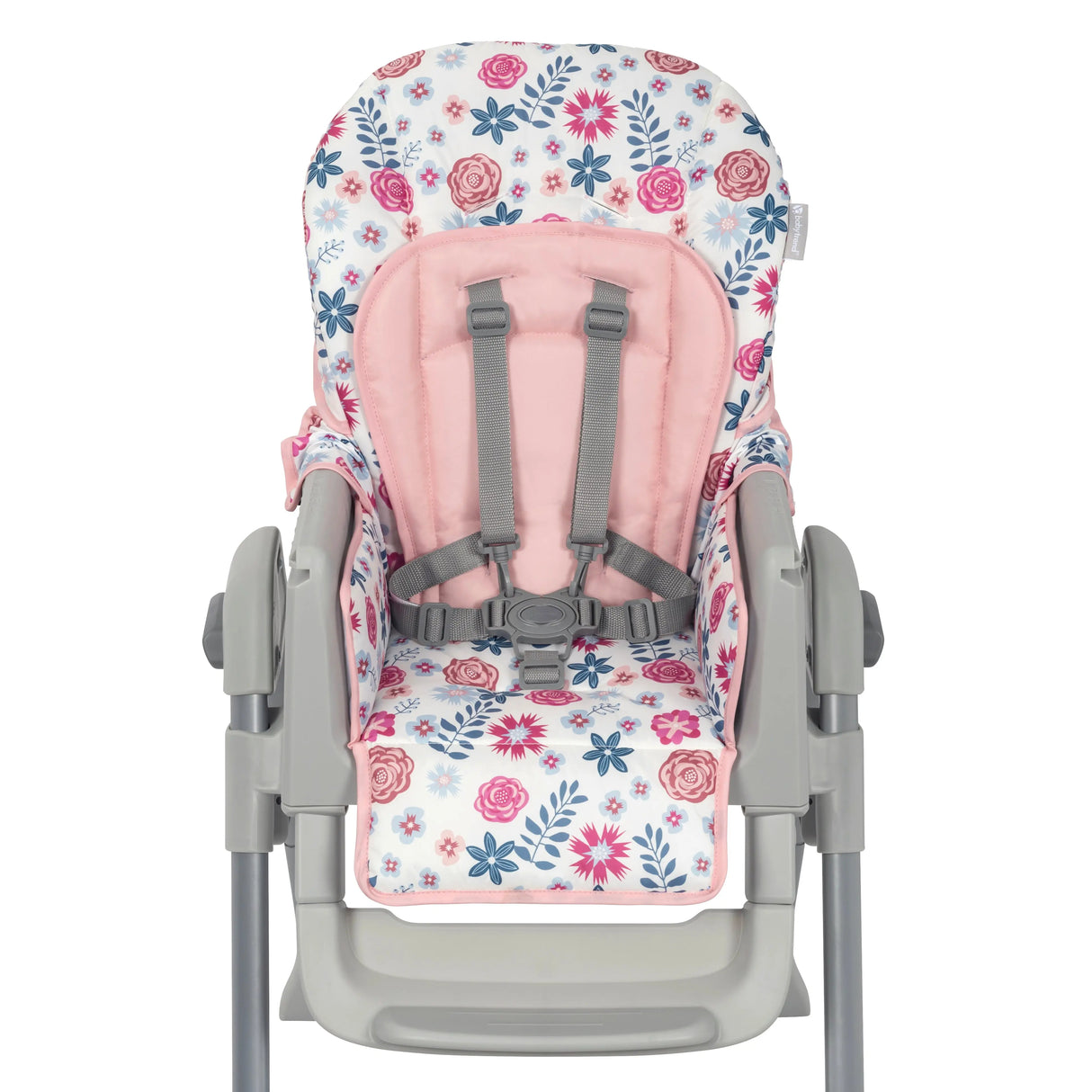 Baby Trend Sit Right 2.0 3-in-1 High Chair front view with five point safety harness and seat pad