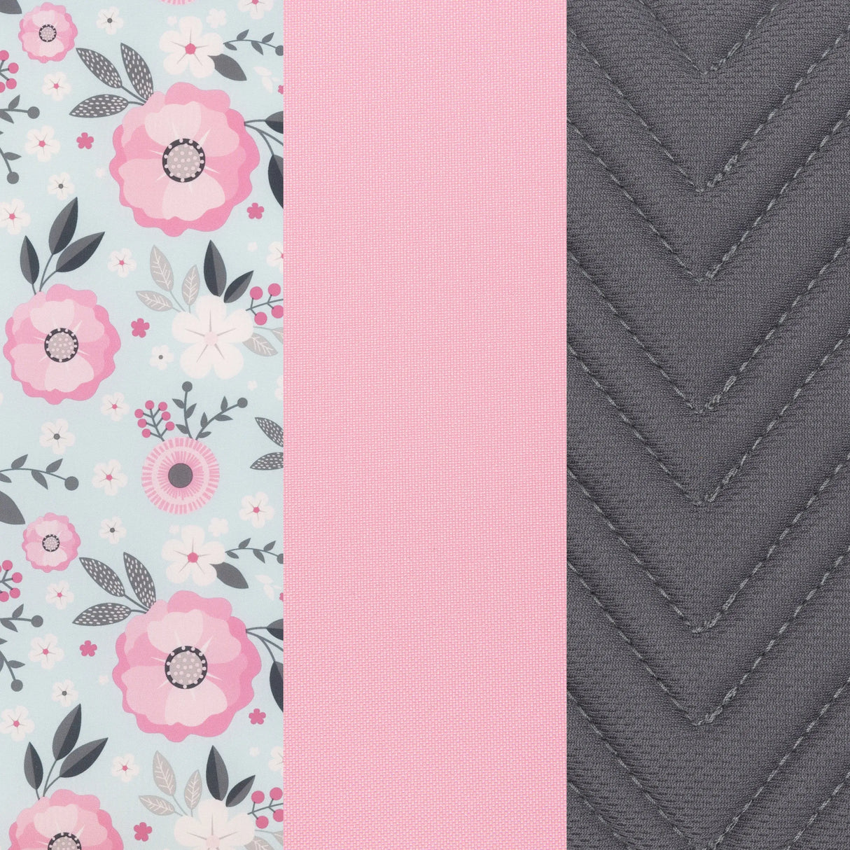 Baby Trend Tot Spot 3-in-1 High Chair pink, grey, and floral pattern fabric