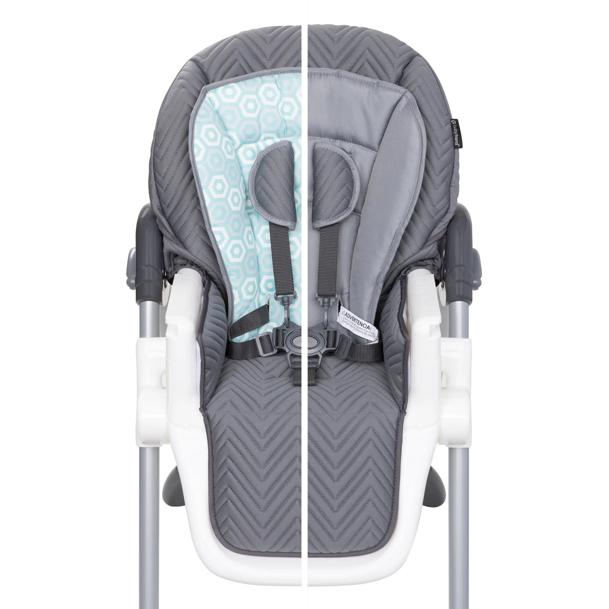 Front view of the Baby Trend Tot Spot 3-in-1 High Chair showing reversible seat pad