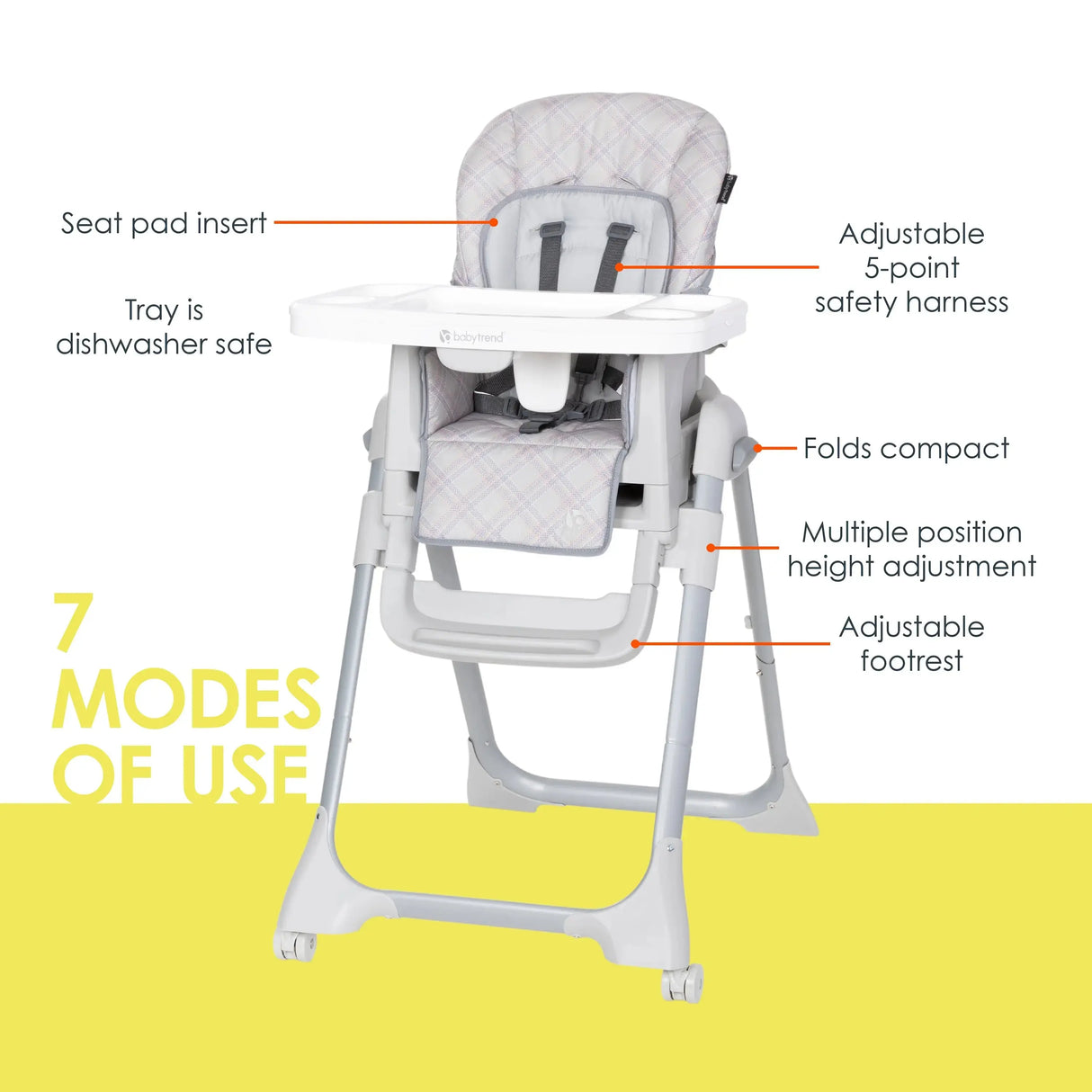 Baby Trend Everlast 7-in-1 High Chair features call out
