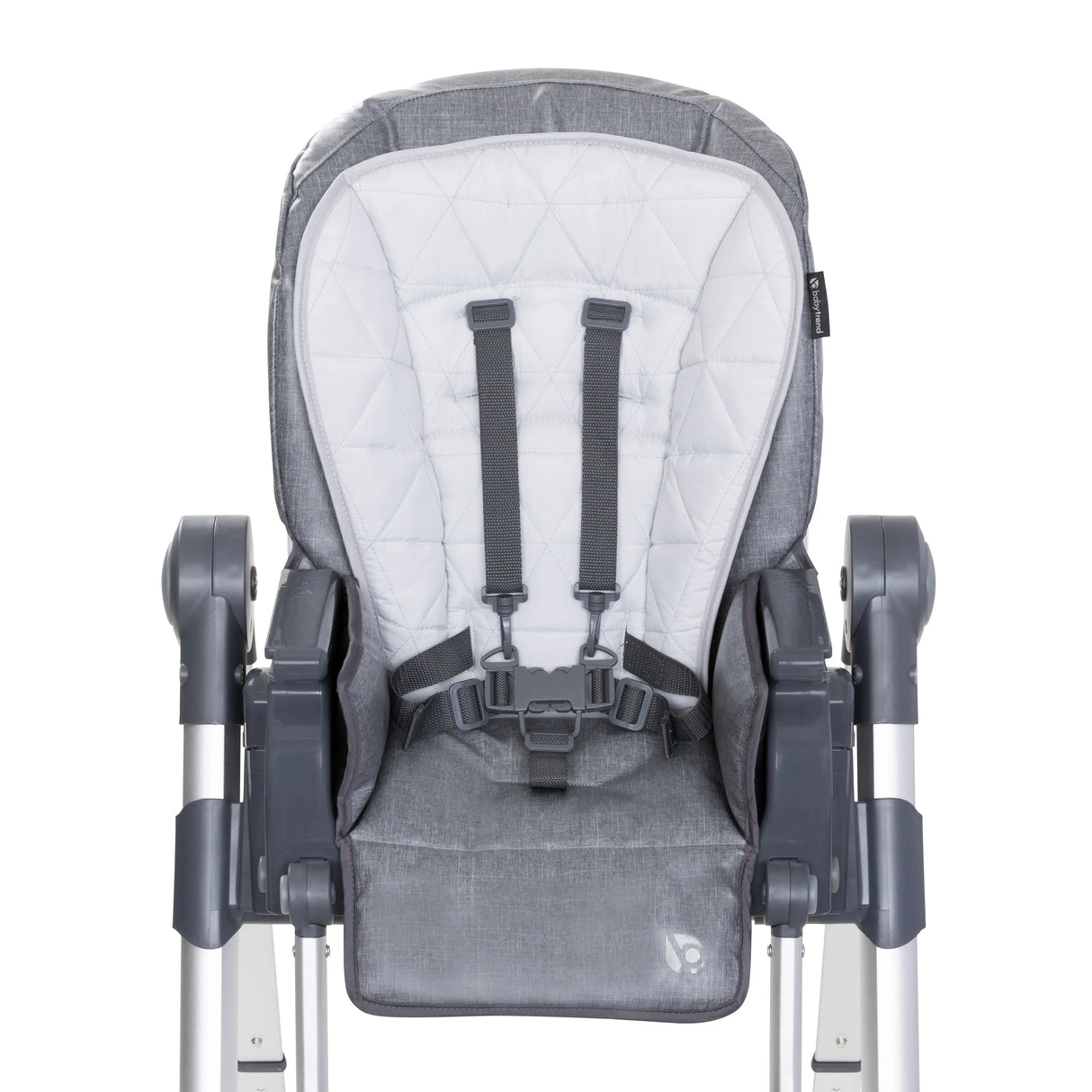 Front view of the 7-In-1 Feeding Center High Chair seat five point safety harness and seat pad