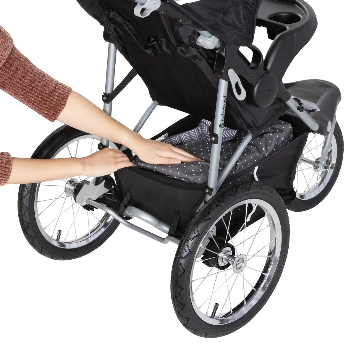 Extra large storage basket from the Baby Trend Expedition Jogger