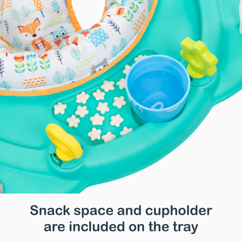 Snack space and cupholder are included on the tray from the Smart Steps Bounce N' Play Jumper