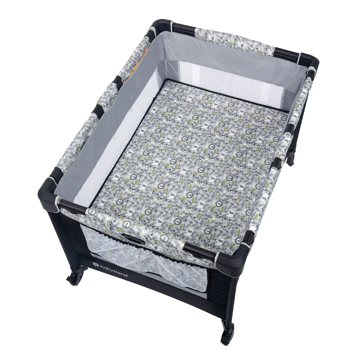 Top view of the Baby Trend Nursery Den Playard with removable full-size bassinet