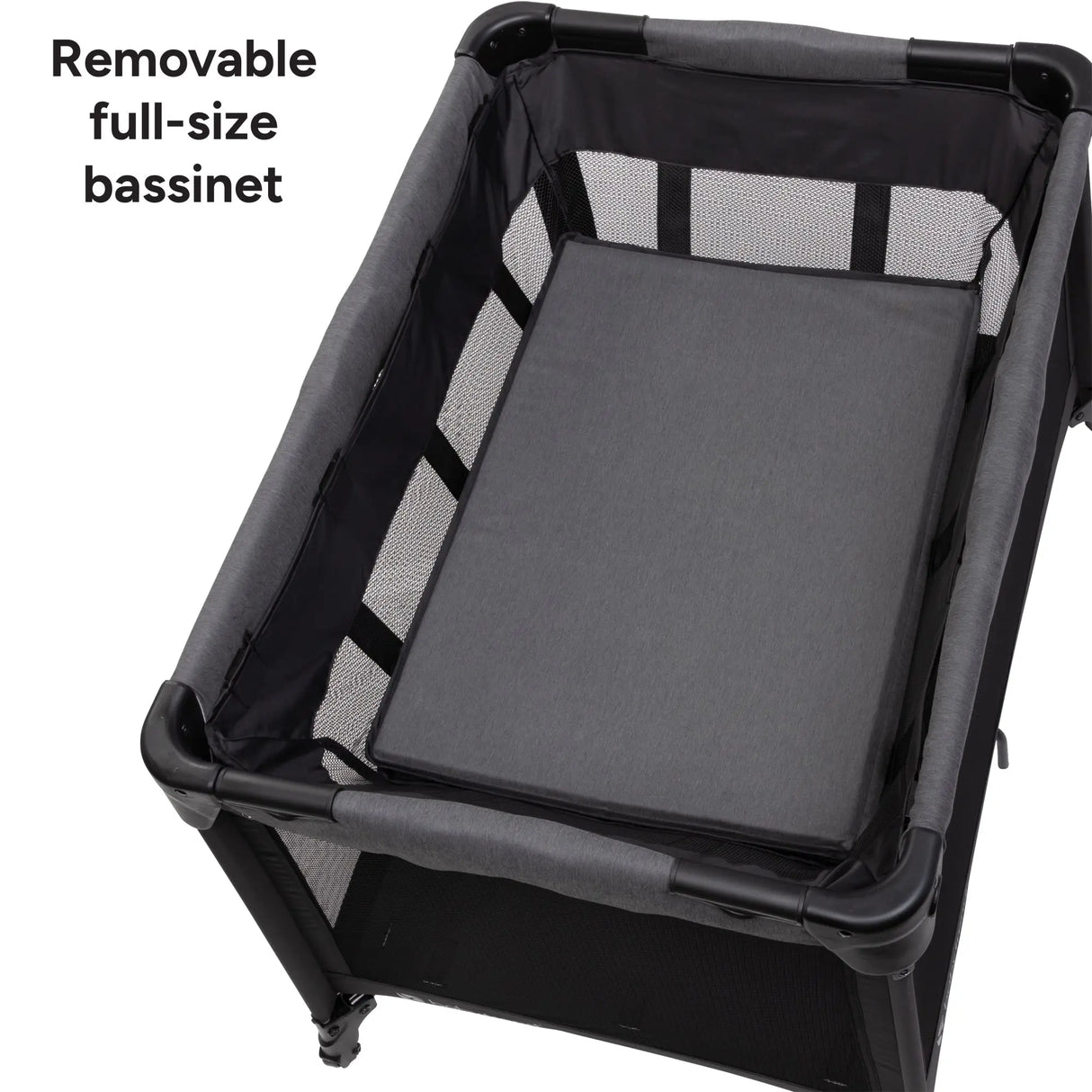 Baby Trend Willow Nursery Center Playard removable full size bassinet top view