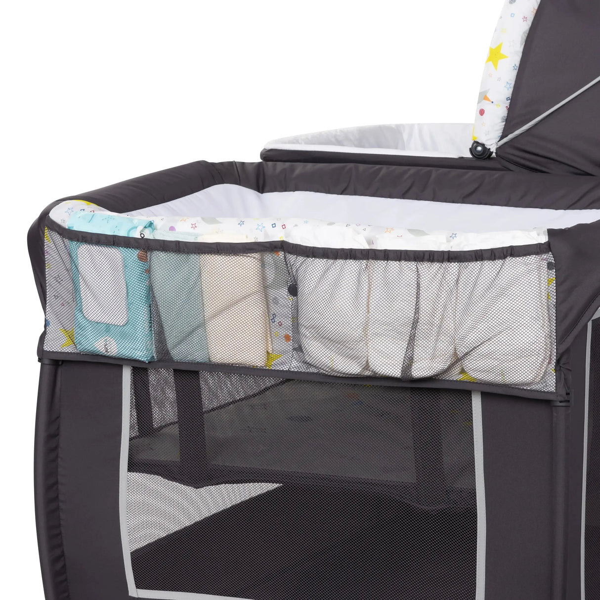 Baby Trend Nursery Center Playard side storage pocket for diapers