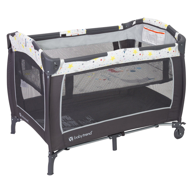 Full size bassinet view of the Baby Trend Lil' Snooze Deluxe II Nursery Center Playard