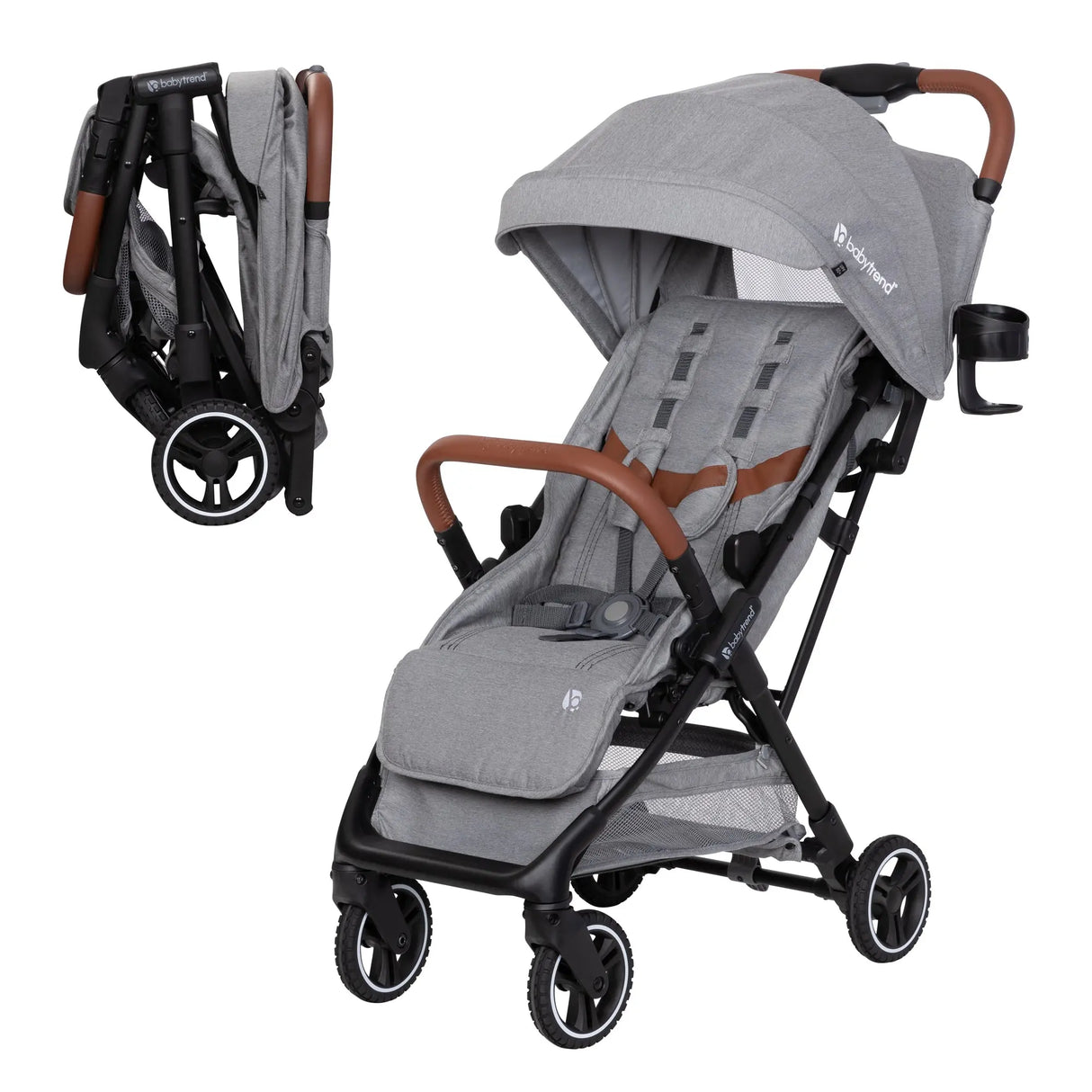 Baby Trend Zenda Compact All-Terrain Stroller with a preview of it folded