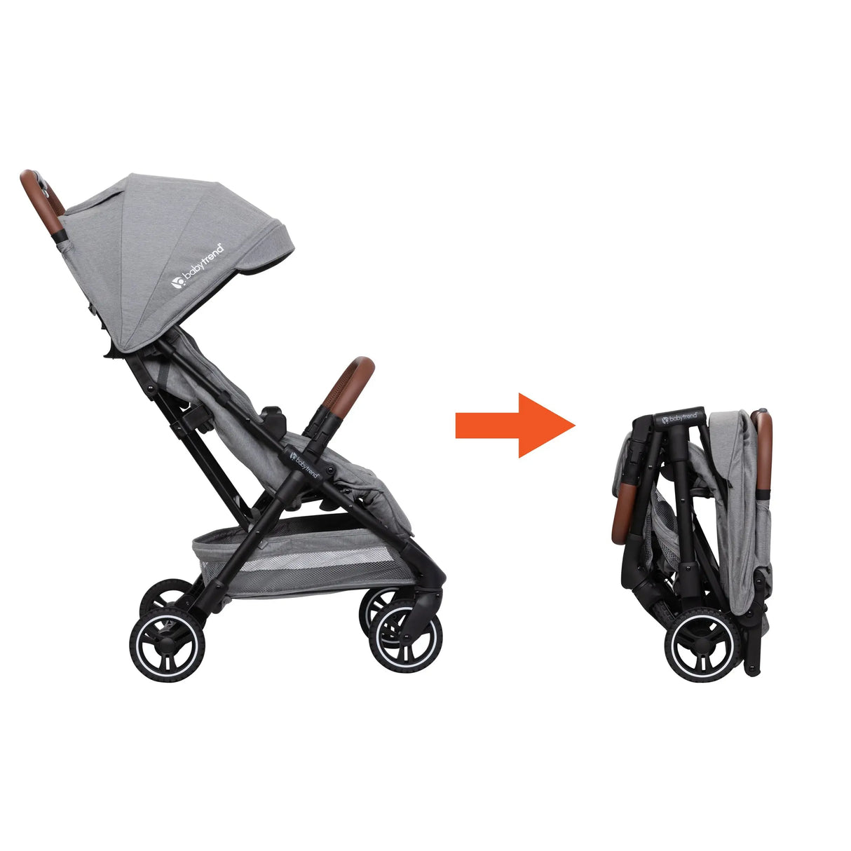 The Baby Trend Zenda Compact All-Terrain Stroller is folded