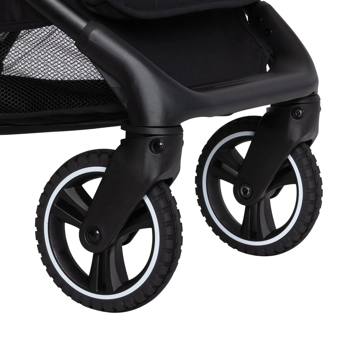 Baby Trend Zenda Compact All-Terrain Stroller has all terrain tire wheels