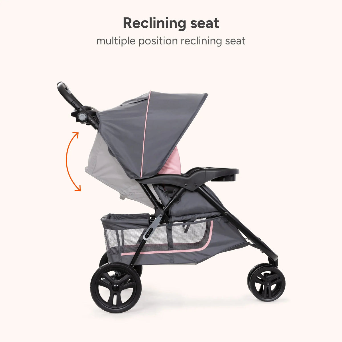 Side view of the Baby Trend EZ Ride Stroller reclining seat