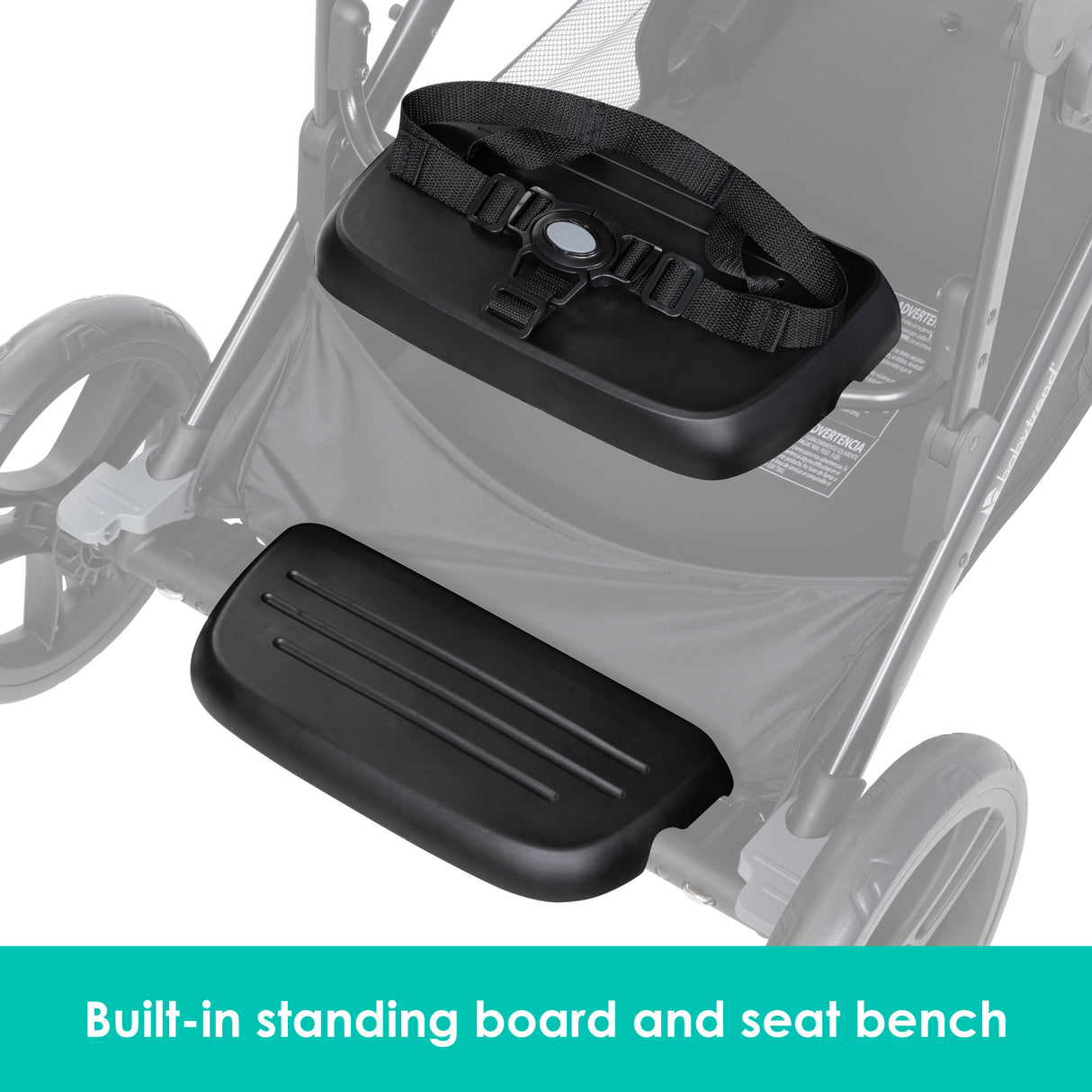 Built-in standing board and seat bench from the Baby Trend Morph Single to Double Modular Stroller