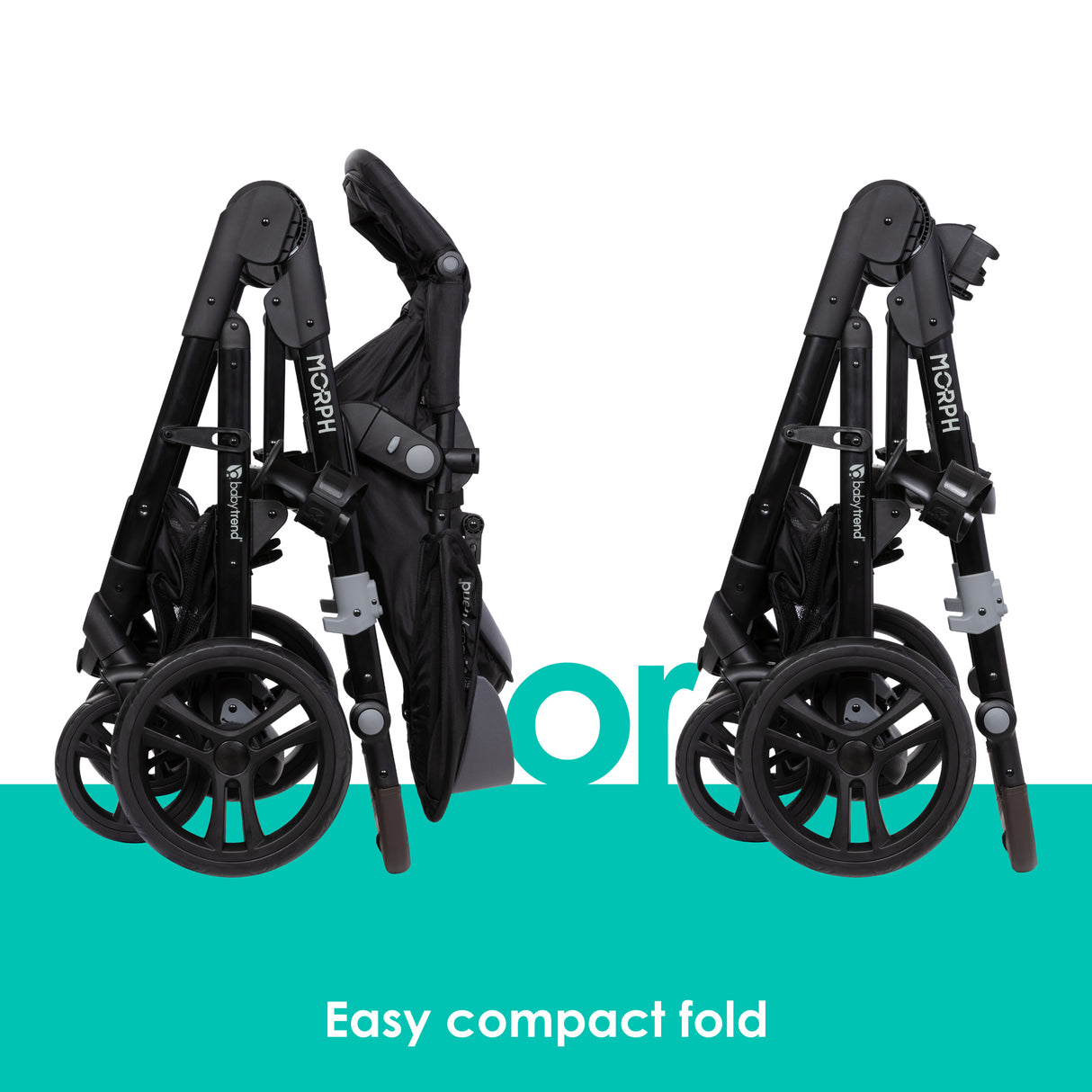 Easy compact fold from the Baby Trend Morph Single to Double Modular Stroller