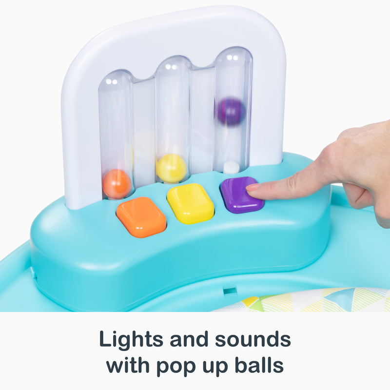 Lights and sounds with pop up balls of the Smart Steps Bounce N’ Dance 4-in-1 Activity Center Walker