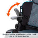 Load image into gallery viewer, Baby Trend PROtect 2-in-1 Folding Booster Car Seat flip-up armrests: easy in and out for child, and to click the seatbelt  