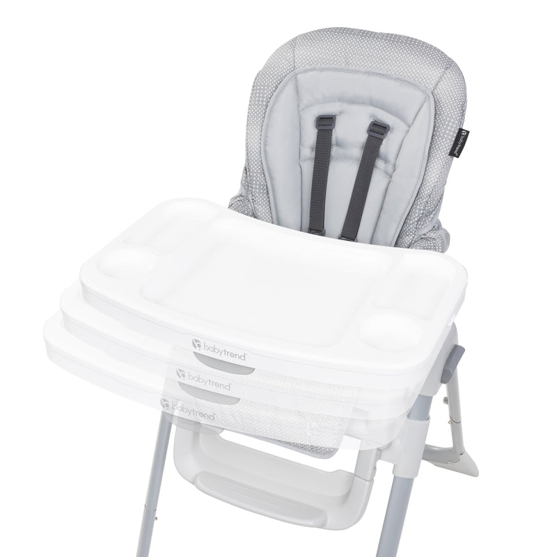 Baby Trend Everlast 7-in-1 High Chair has child tray that adjust position