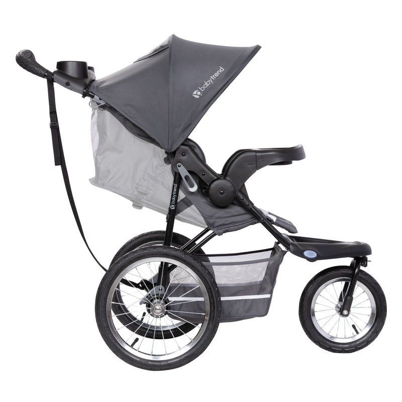 Side view of the reclining seat on the Baby Trend Expedition Jogger Stroller Travel System