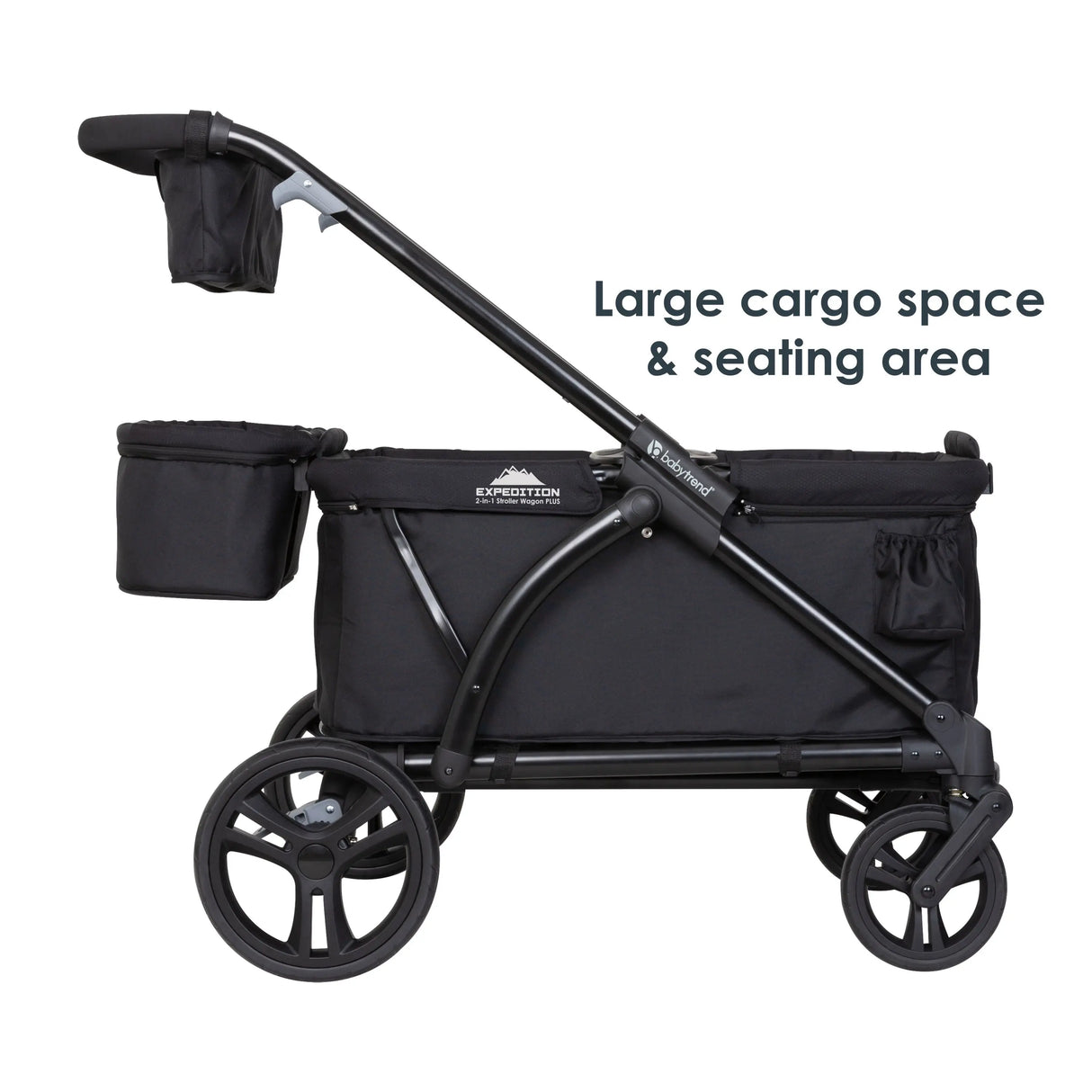Baby Trend Expedition 2-in-1 Stroller Wagon PLUS has large cargo space and seating area