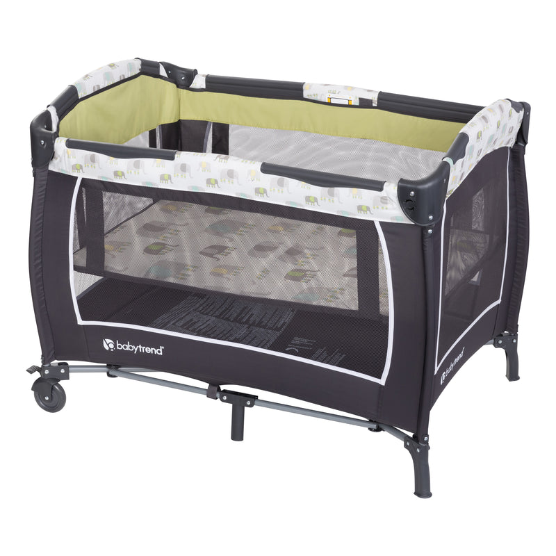 Removable full-size bassinet is included with the Baby Trend Lil' Snooze Deluxe II Nursery Center Playard