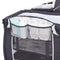 Side storage pocket for diapers and accessories on the Baby Trend Lil' Snooze Deluxe II Nursery Center Playard