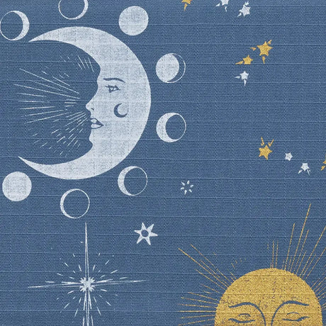Baby Trend Caleo Charm Deluxe 3-in-1 Newborn Carrier sun and moon pattern with blue color fabric