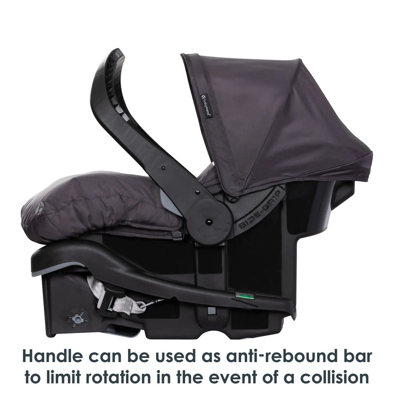 Handle can be used as anti-rebound bar to limit rotation in the event of a collision on the Baby Trend EZ-Lift PLUS Infant Car Seat