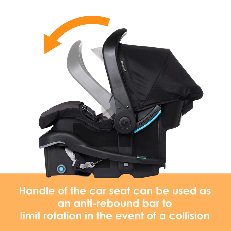 Baby Trend EZ-Lift PRO Infant Car Seat handle can be used as an anti-rebound bar to limit rotation in the event of a collision