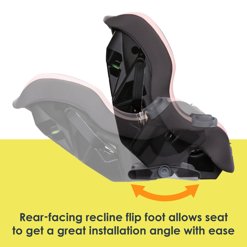 Rear-facing recline flip foot allows seat to get a great installation angle with ease of the Baby Trend Trooper 3-in-1 Convertible Car Seat