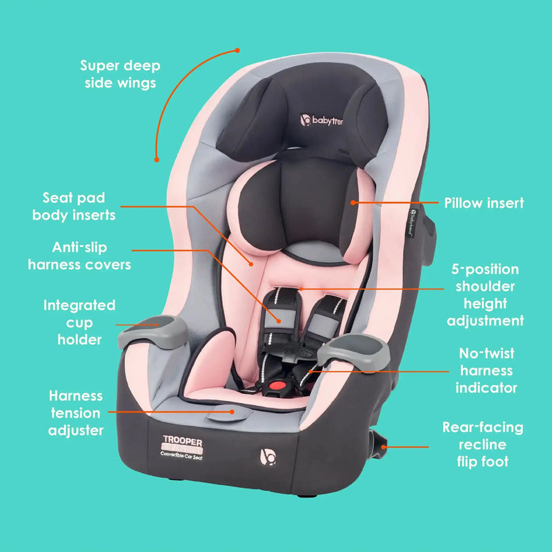 Baby Trend Trooper SLIM 3-in-1 Convertible Car Seat feature call out