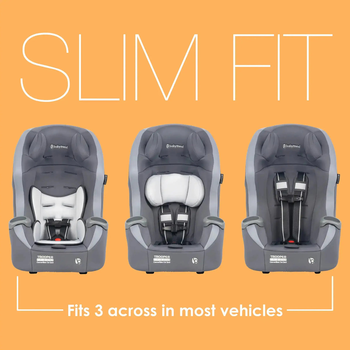 Baby Trend Trooper SLIM 3-in-1 Convertible Car Seat fits 3 across in most cars
