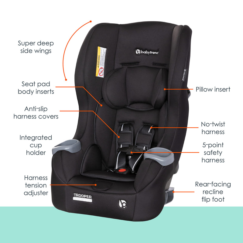 Baby Trend Trooper™ 3-in-1 Convertible Car Seat, Desert Black