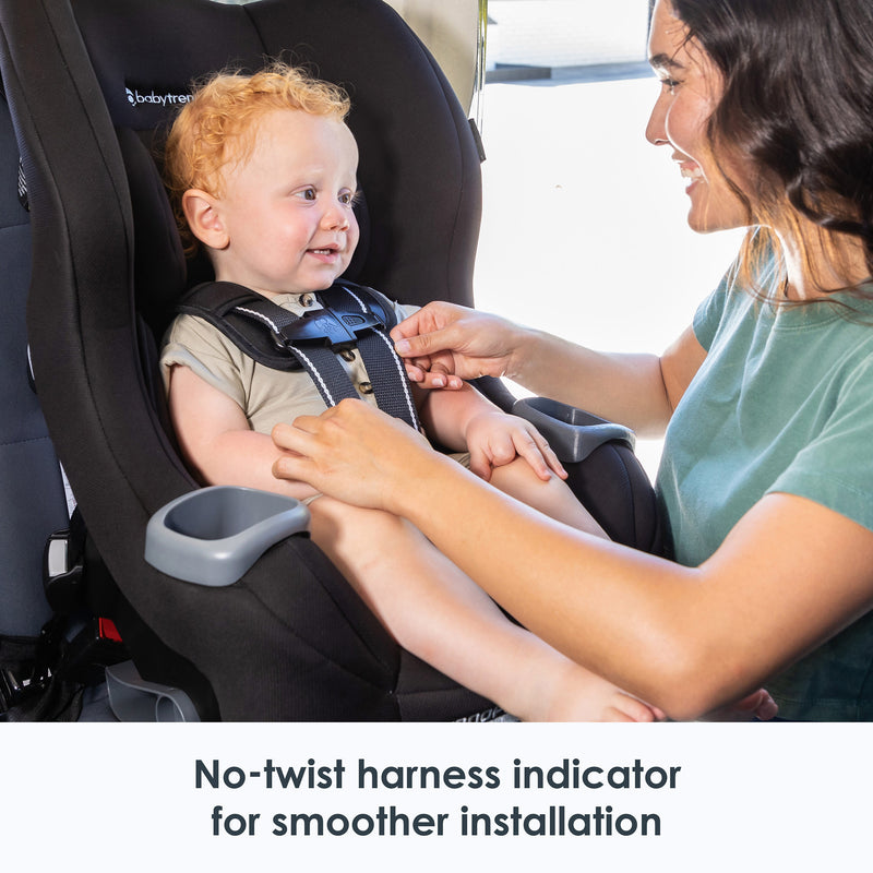 No-twist harness indicator for smoother installation of the Baby Trend Trooper 3-in-1 Convertible Car Seat