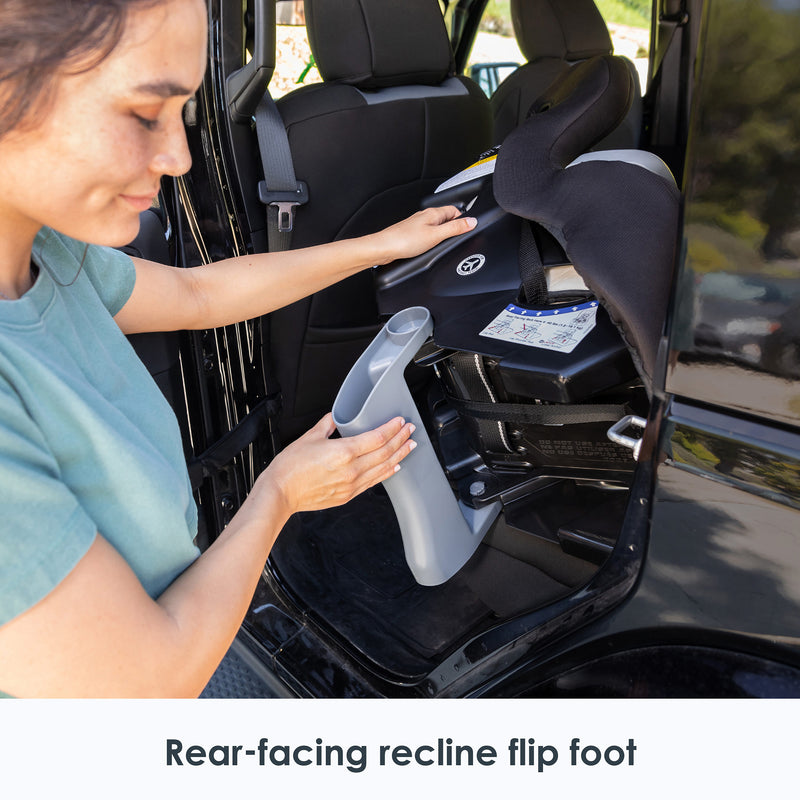 Rear-facing recline flip foot of the Baby Trend Trooper 3-in-1 Convertible Car Seat