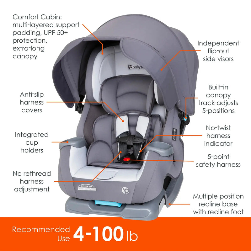 Baby Trend Cover Me 4-in-1 Convertible Car Seat feature call outs