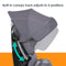 Built in canopy track adjusts to 5 position on the Baby Trend Cover Me 4-in-1 Convertible Car Seat