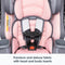 Premium and deluxe fabric with head and body inserts on the Baby Trend Cover Me 4-in-1 Convertible Car Seat