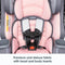 Premium and deluxe fabric with head and body inserts on the Baby Trend Cover Me 4-in-1 Convertible Car Seat