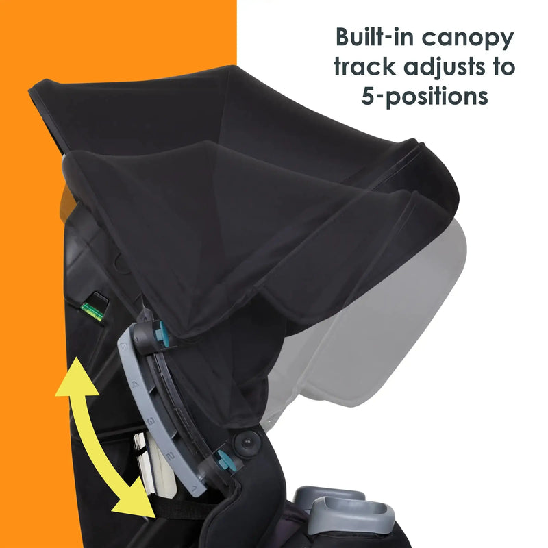 Baby Trend Cover Me 4-in-1 Convertible Car Seat built-in canopy track adjusts to 5-positions