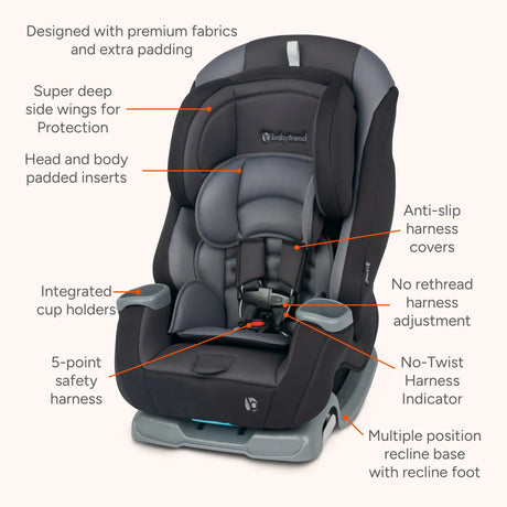 Baby Trend Journey 4-in-1 Convertible Car Seat features call out