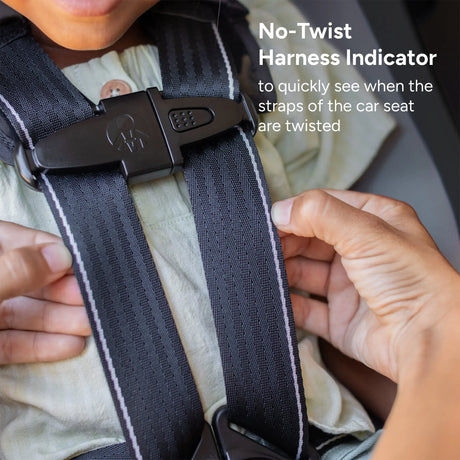 Baby Trend Journey 4-in-1 Convertible Car Seat no-twist harness indicator to quickly see when the straps of the car seat are twisted