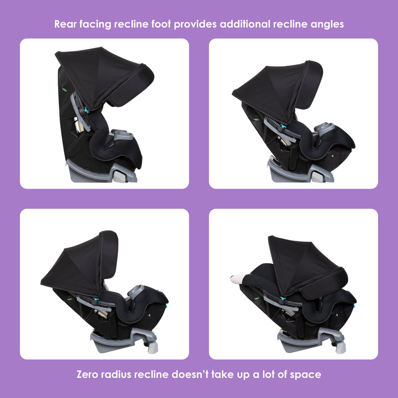 Reclining positions of the Baby Trend Cover Me 4-in-1 Convertible Car Seat