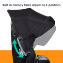 Load image into gallery viewer, Built in canopy track adjusts to 5-positions of the Baby Trend Cover Me 4-in-1 Convertible Car Seat